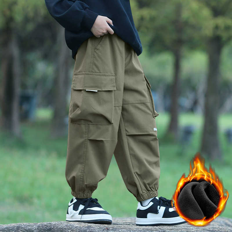 Bērnu pārgājienu bikses - universālas, vidējais jostas augstums, 100% acetāta šķiedra, rudens–ziema, darba stila