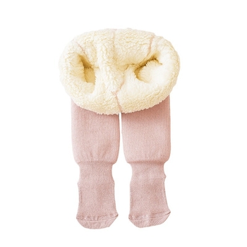 Леггинси за момичета с подплатен флис, средна талия и ластичен пояс, есенно-зимни, полиестер 75%, корейски стил