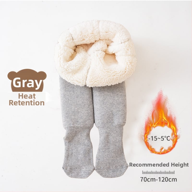 Леггинси за момичета с подплатен флис, средна талия и ластичен пояс, есенно-зимни, полиестер 75%, корейски стил