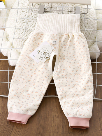 Bērnu kokvilnas siltinātas bikses ar augstu vidukli, universālas, ziemai, rudens un pavasarim