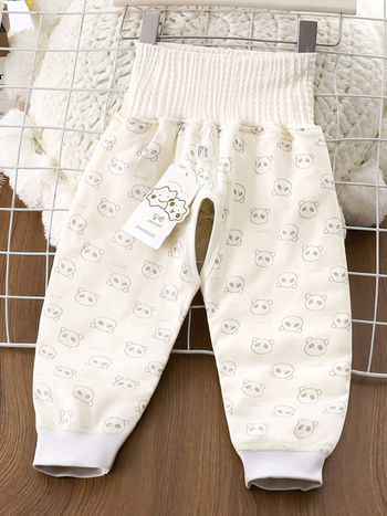 Bērnu kokvilnas siltinātas bikses ar augstu vidukli, universālas, ziemai, rudens un pavasarim