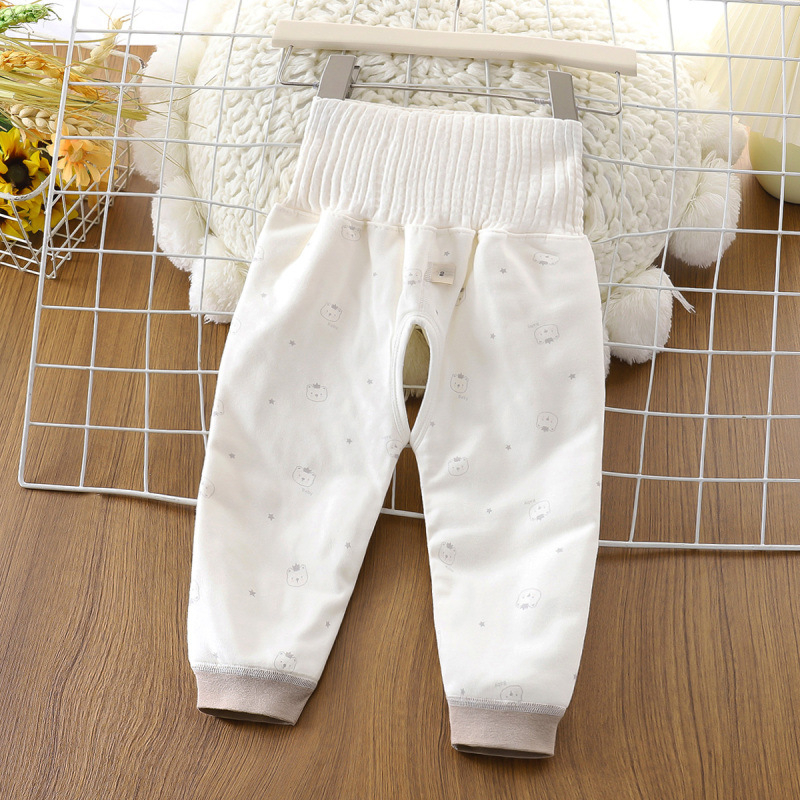 Bērnu kokvilnas siltinātas bikses ar augstu vidukli, universālas, ziemai, rudens un pavasarim