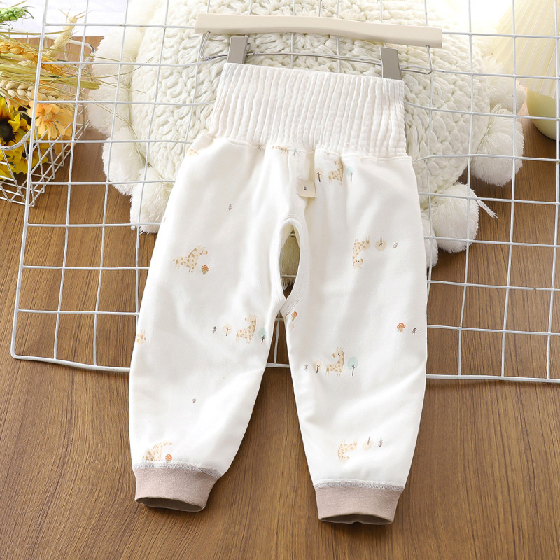 Bērnu kokvilnas siltinātas bikses ar augstu vidukli, universālas, ziemai, rudens un pavasarim