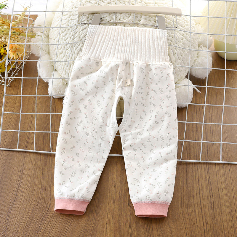 Bērnu kokvilnas siltinātas bikses ar augstu vidukli, universālas, ziemai, rudens un pavasarim