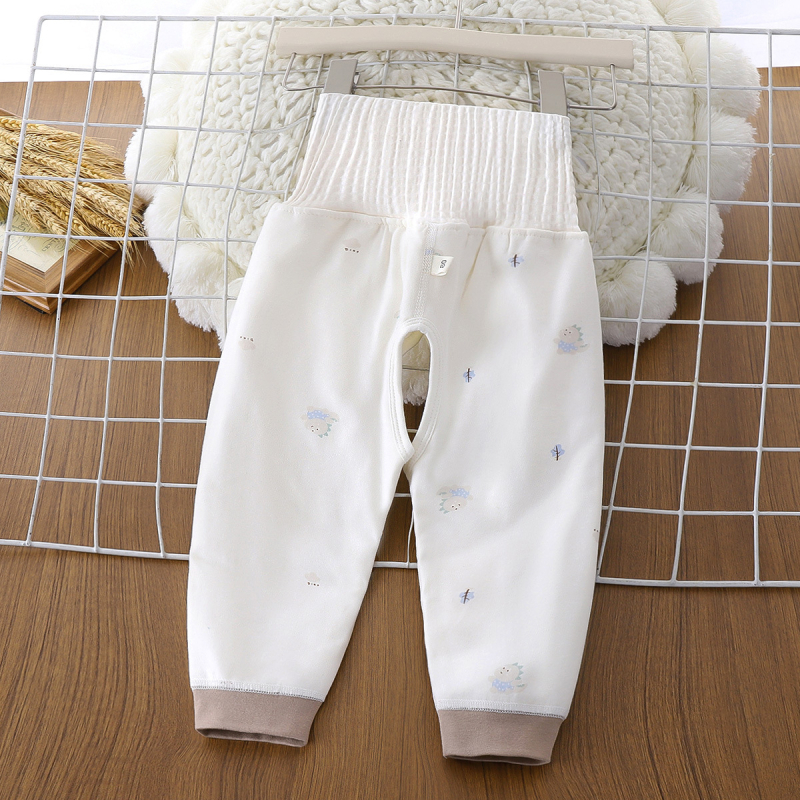 Bērnu kokvilnas siltinātas bikses ar augstu vidukli, universālas, ziemai, rudens un pavasarim