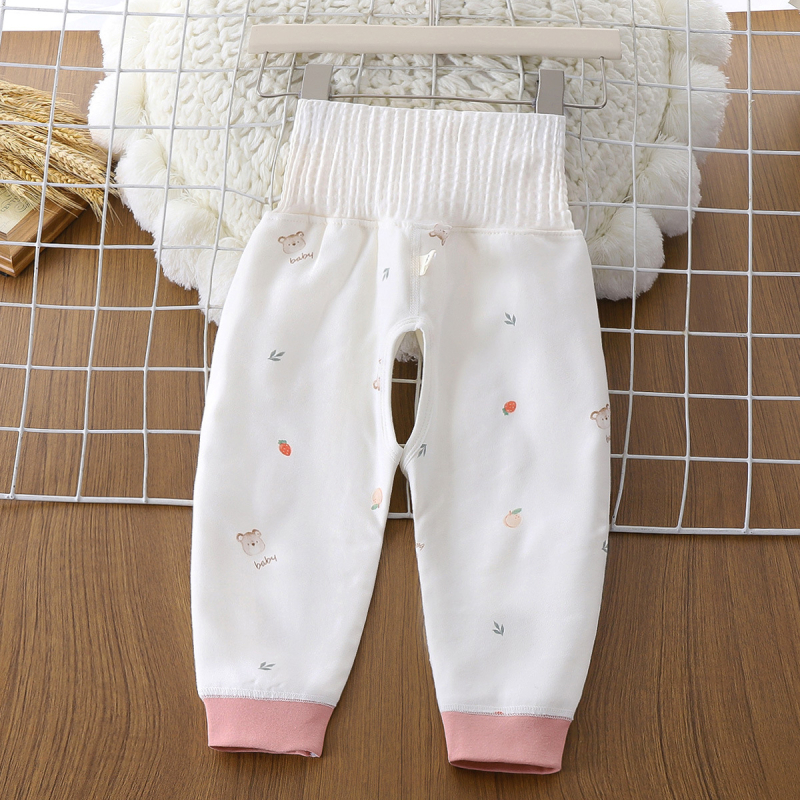 Bērnu kokvilnas siltinātas bikses ar augstu vidukli, universālas, ziemai, rudens un pavasarim