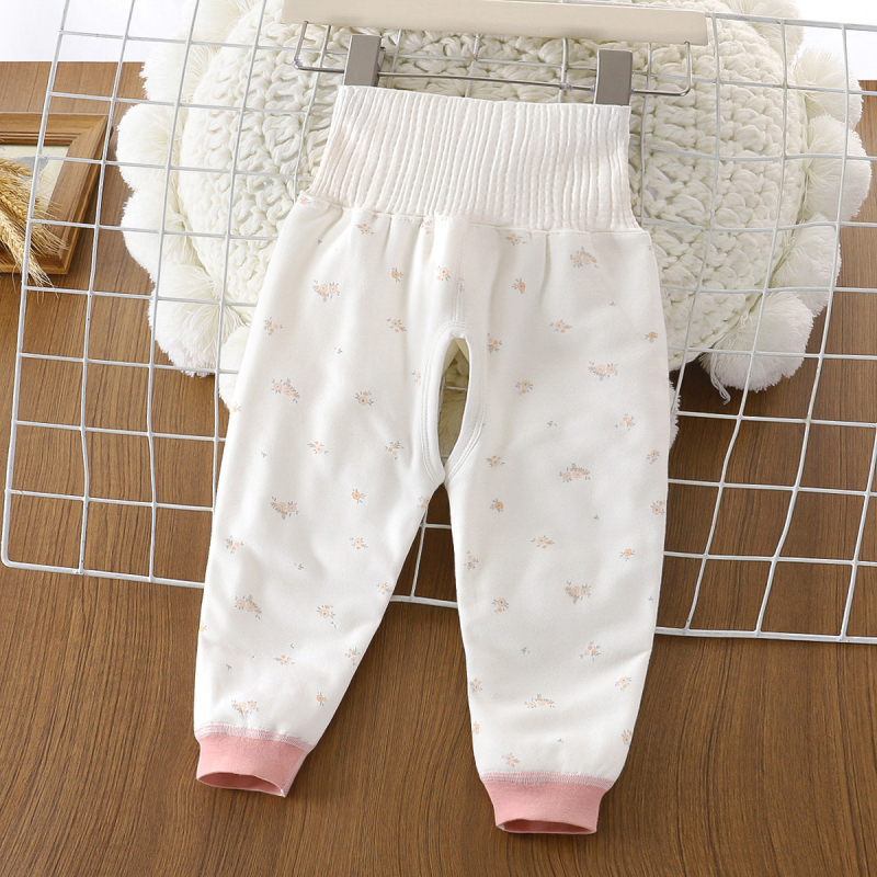 Bērnu kokvilnas siltinātas bikses ar augstu vidukli, universālas, ziemai, rudens un pavasarim