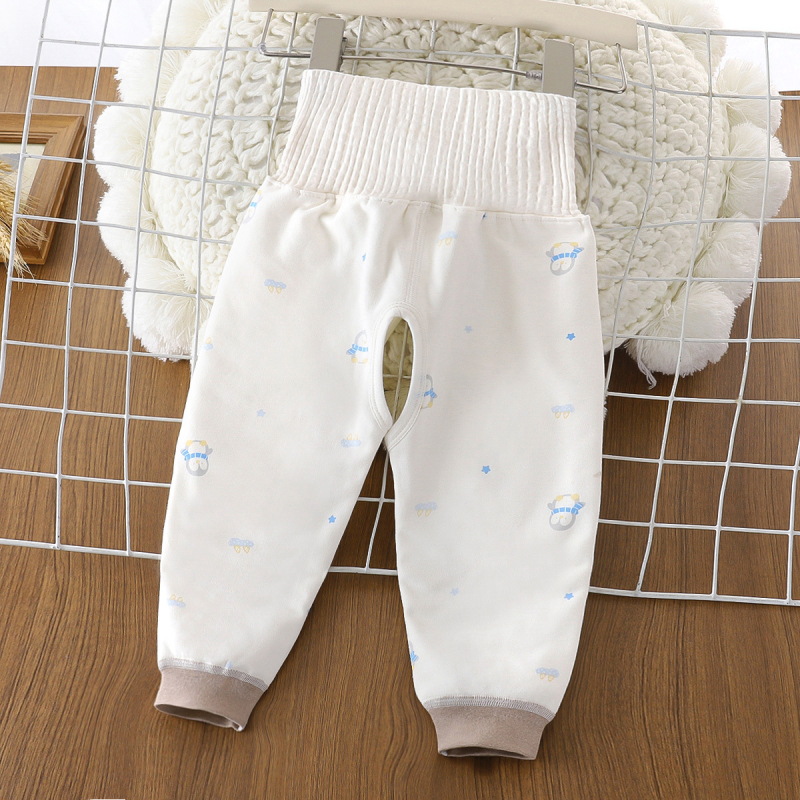 Bērnu kokvilnas siltinātas bikses ar augstu vidukli, universālas, ziemai, rudens un pavasarim