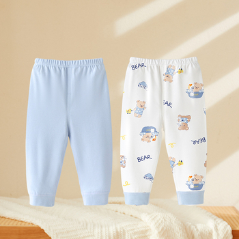 Bērnu kokvilnas nakts bikses ar karikatūru dzīvnieku rakstu, universālas, 100% kokvilna, vidējā josta, piemērotas pavasarim un rudenim