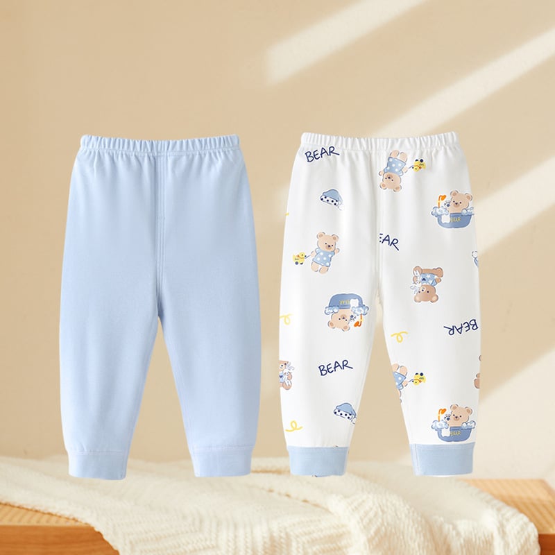 Bērnu kokvilnas nakts bikses ar karikatūru dzīvnieku rakstu, universālas, 100% kokvilna, vidējā josta, piemērotas pavasarim un rudenim