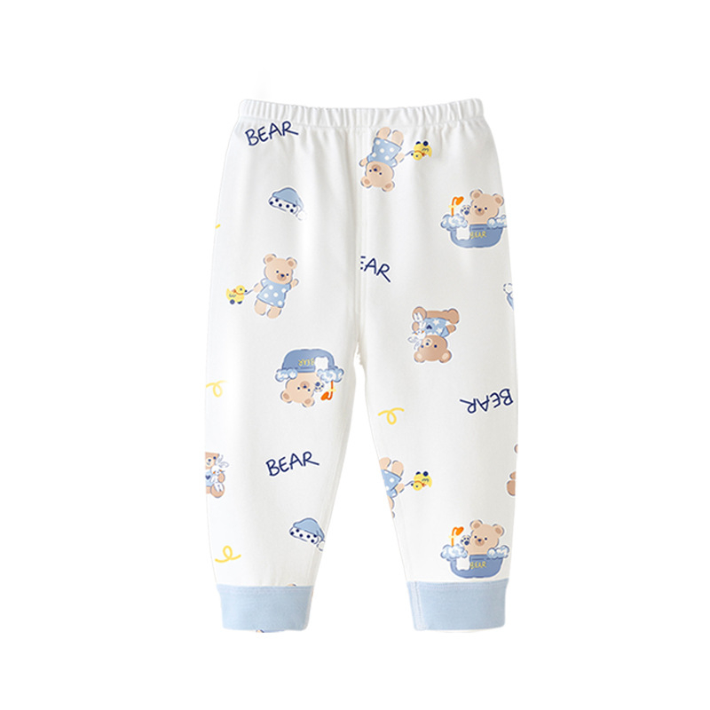 Bērnu kokvilnas nakts bikses ar karikatūru dzīvnieku rakstu, universālas, 100% kokvilna, vidējā josta, piemērotas pavasarim un rudenim