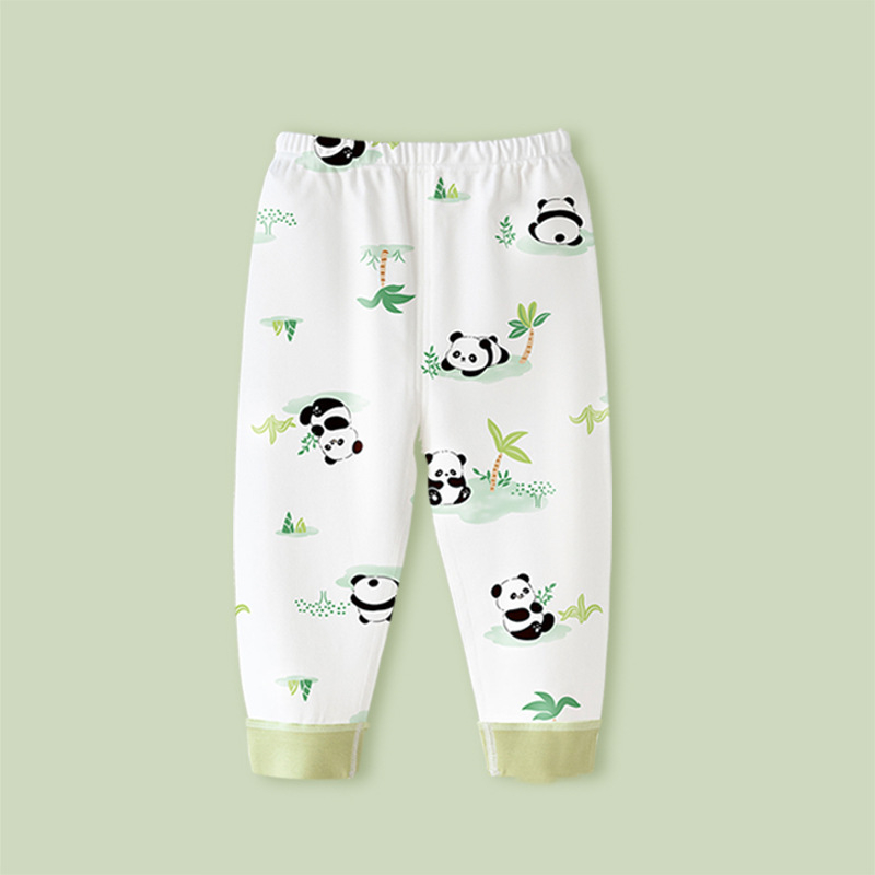 Bērnu kokvilnas nakts bikses ar karikatūru dzīvnieku rakstu, universālas, 100% kokvilna, vidējā josta, piemērotas pavasarim un rudenim