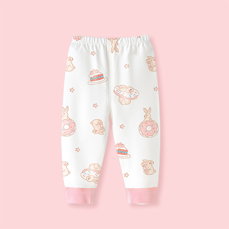 Bērnu kokvilnas nakts bikses ar karikatūru dzīvnieku rakstu, universālas, 100% kokvilna, vidējā josta, piemērotas pavasarim un rudenim