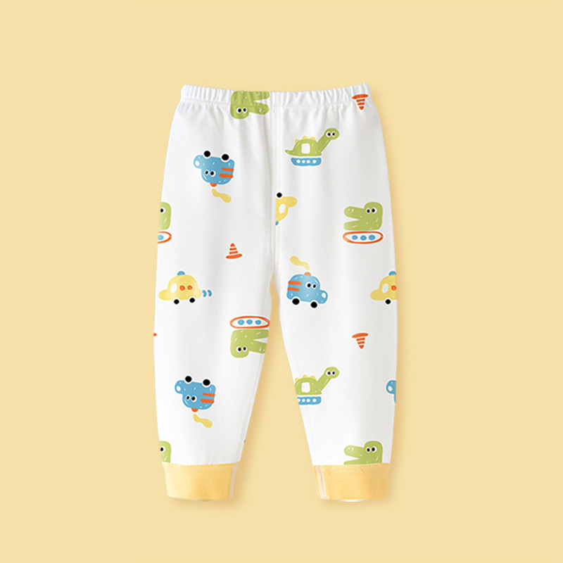 Bērnu kokvilnas nakts bikses ar karikatūru dzīvnieku rakstu, universālas, 100% kokvilna, vidējā josta, piemērotas pavasarim un rudenim