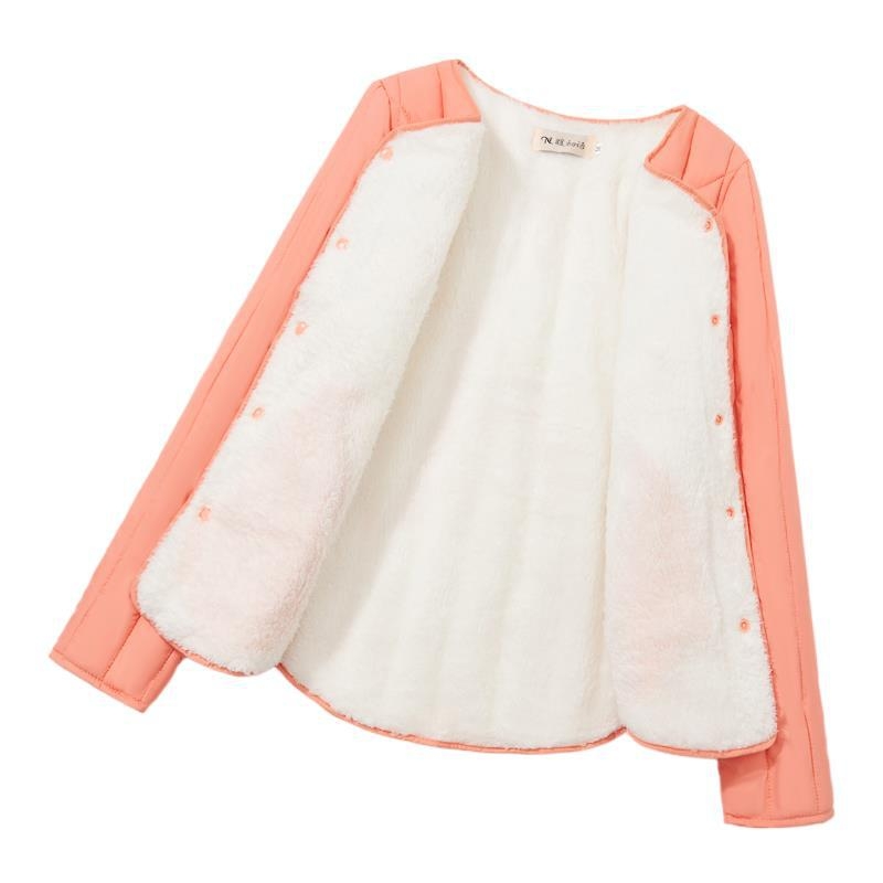 Женско късо памучно палто с подплата от флийс, пълнеж от нишки, имитиращи коприна, Chenille плат, тесен силует, Polo якa, дълги ръкави, есен 2024