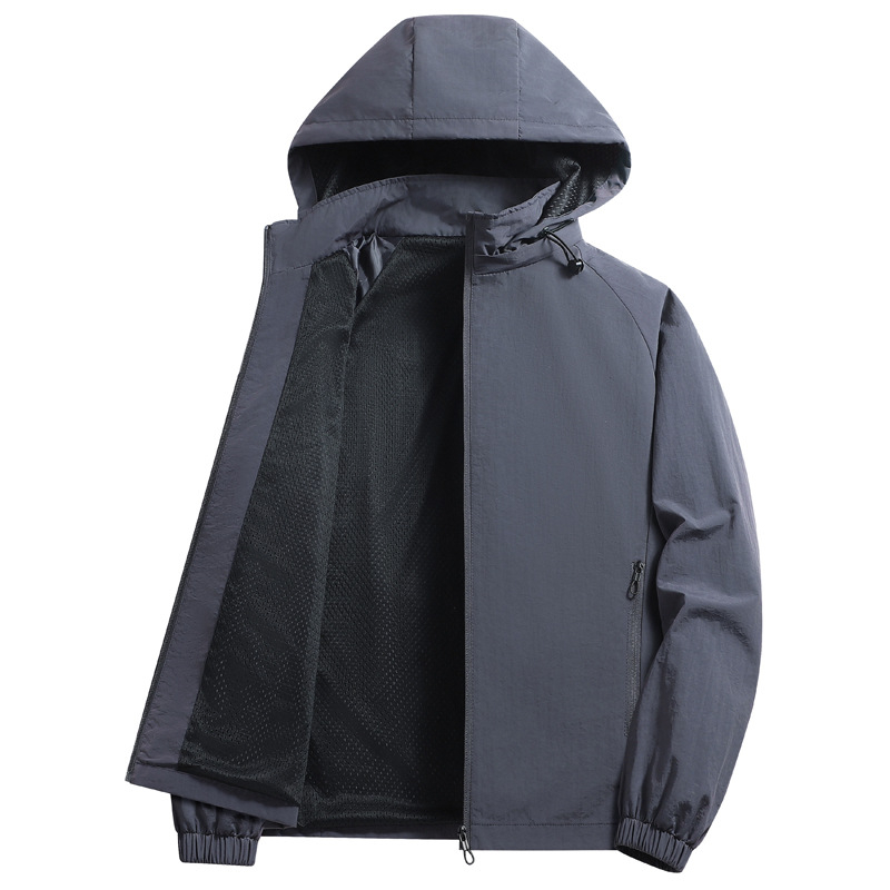 Meeste puuvillane mantel fleece voodriga, kapuutsiga, tõmblukuga, püsti kaelus, vaba lõige, külje taskud