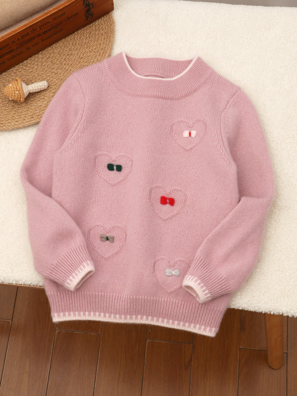 Bērnu kašmīra džemperis ar apaļu kaklu, garas piedurknes, 100% kašmīrs, bieza auduma