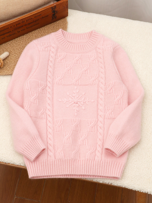 Bērnu kašmīra džemperis ar apaļu kaklu, garas piedurknes, 100% kašmīrs, bieza auduma