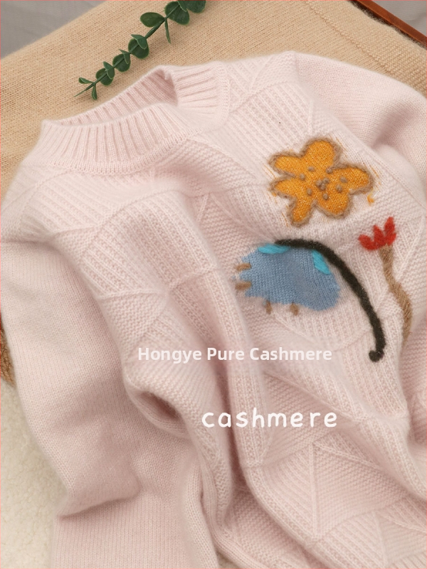 Bērnu kašmīra džemperis ar apaļu kaklu, garas piedurknes, 100% kašmīrs, bieza auduma
