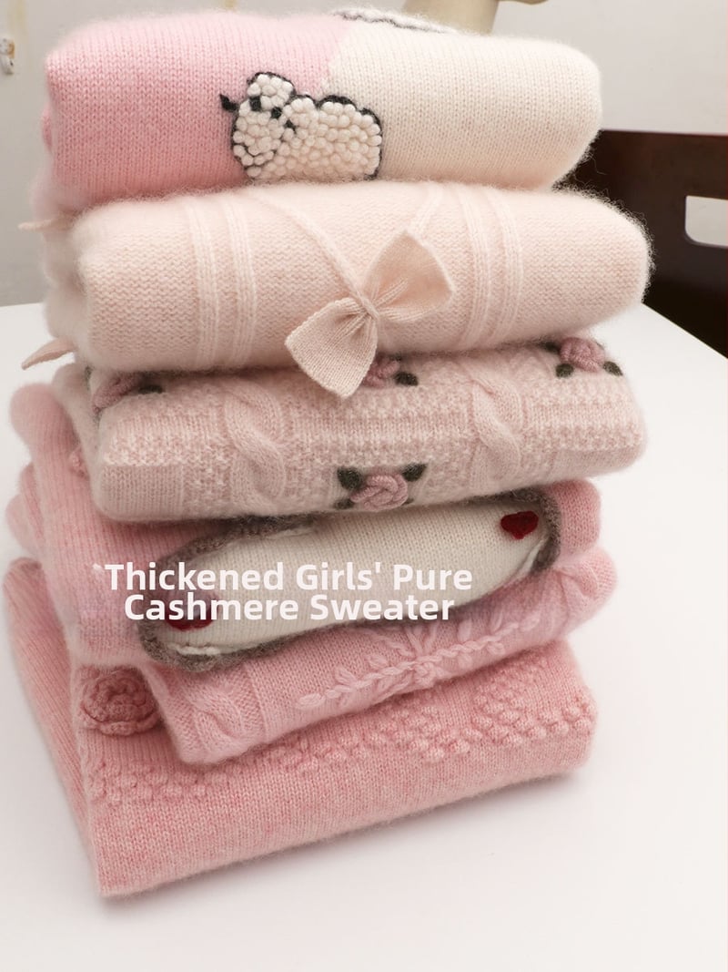 Bērnu kašmīra džemperis ar apaļu kaklu, garas piedurknes, 100% kašmīrs, bieza auduma