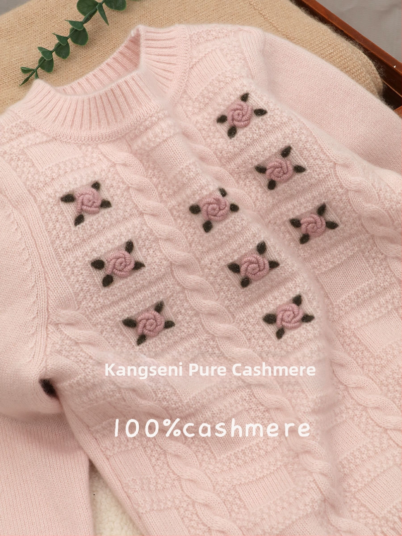 Bērnu kašmīra džemperis ar apaļu kaklu, garas piedurknes, 100% kašmīrs, bieza auduma