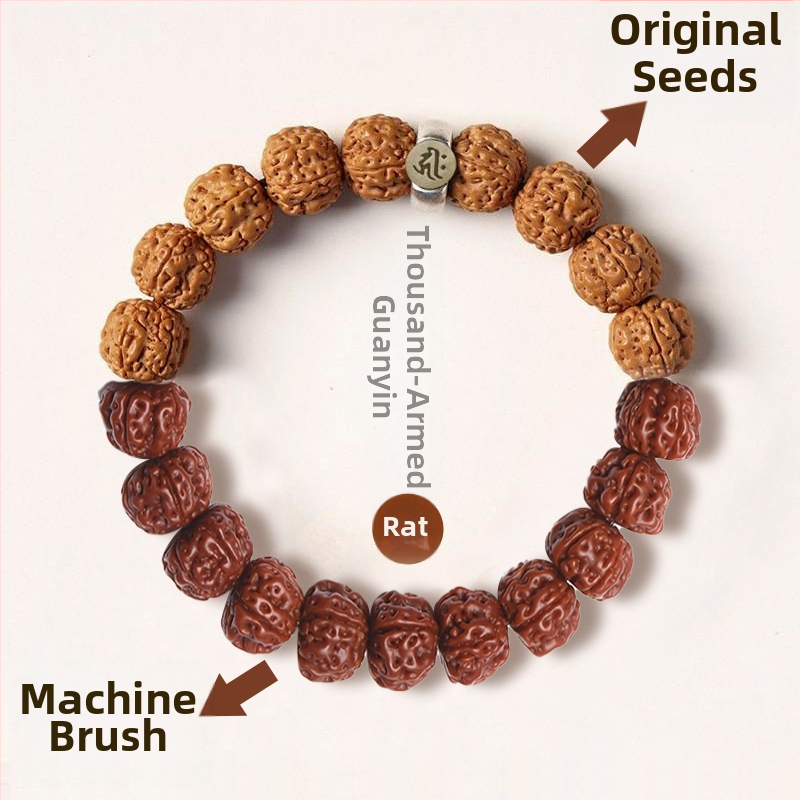 Vajra Bodhi käevõru Rudraksha helmestega, kaksteist zodiaki märgid, käsitöö, rahvuslik stiil