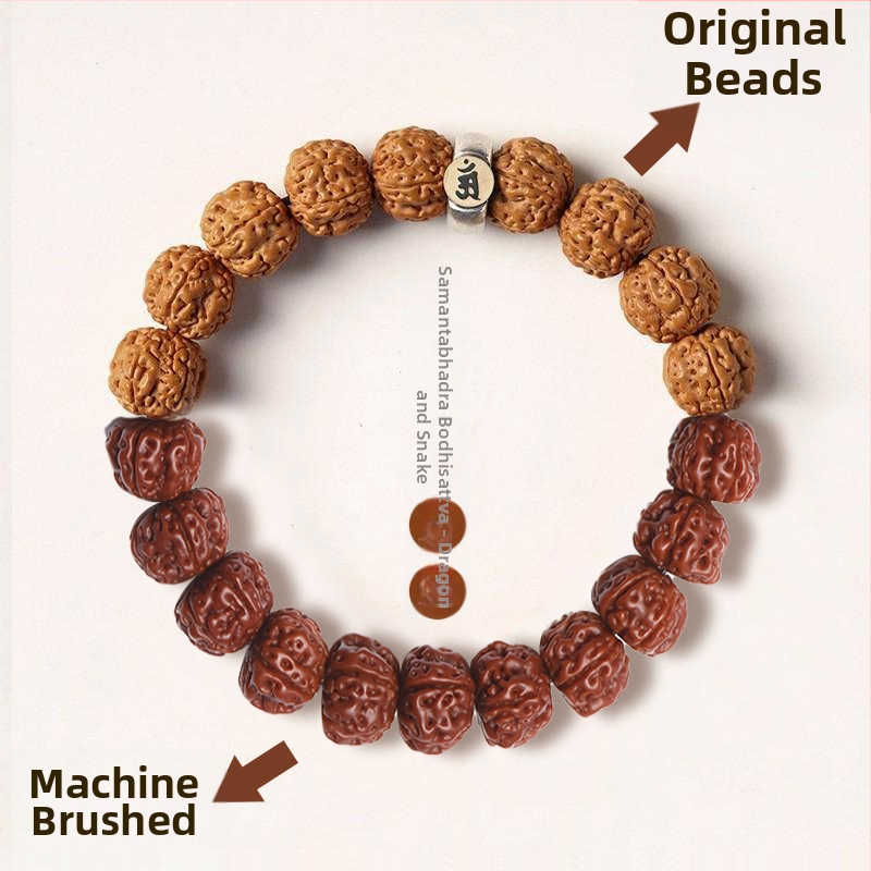 Vajra Bodhi käevõru Rudraksha helmestega, kaksteist zodiaki märgid, käsitöö, rahvuslik stiil