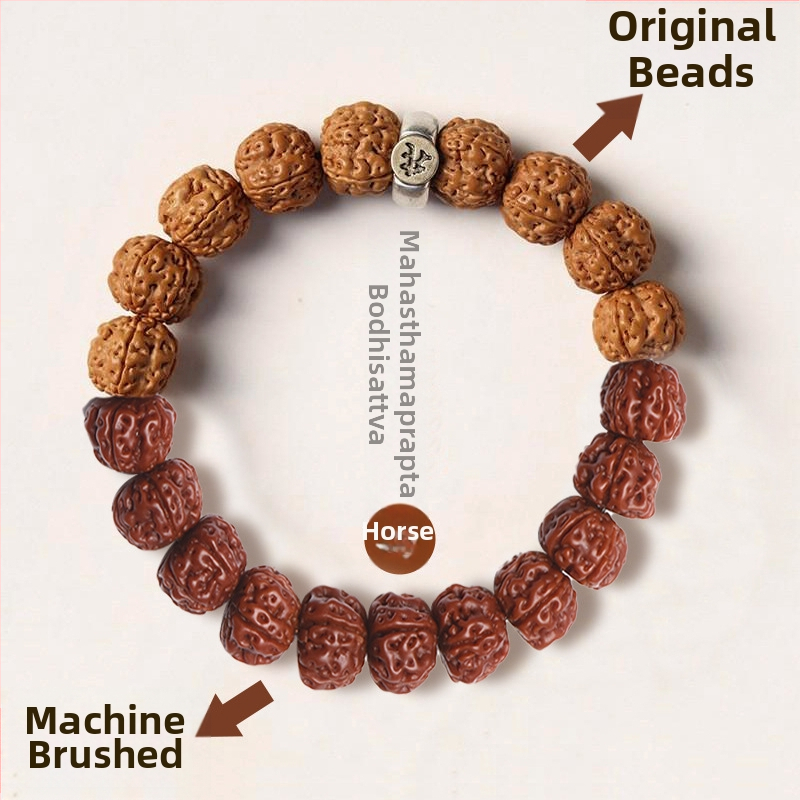 Vajra Bodhi käevõru Rudraksha helmestega, kaksteist zodiaki märgid, käsitöö, rahvuslik stiil