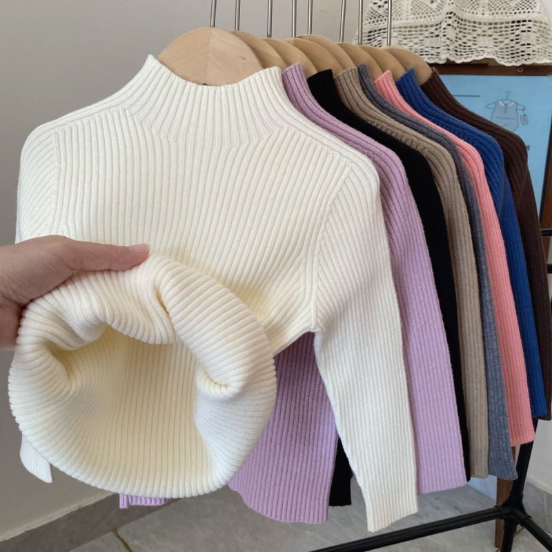 Bērnu bezšuvju džemperis ar augstu apkakli – Akrils 85-90%, vecuma diapazons 3-8 gadi, Universāls, Zima/Pavasaris/Rudens