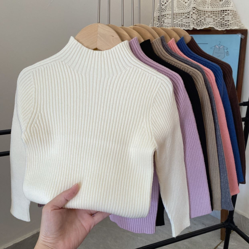 Bērnu bezšuvju džemperis ar augstu apkakli – Akrils 85-90%, vecuma diapazons 3-8 gadi, Universāls, Zima/Pavasaris/Rudens