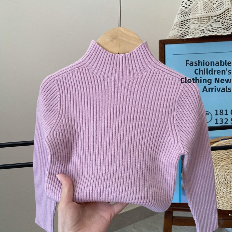 Bērnu bezšuvju džemperis ar augstu apkakli – Akrils 85-90%, vecuma diapazons 3-8 gadi, Universāls, Zima/Pavasaris/Rudens