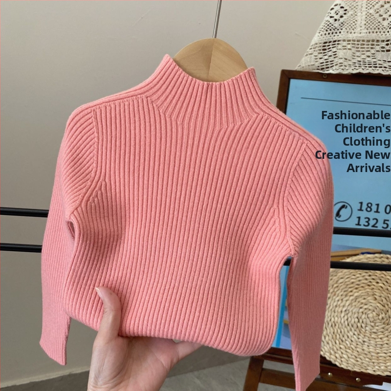 Bērnu bezšuvju džemperis ar augstu apkakli – Akrils 85-90%, vecuma diapazons 3-8 gadi, Universāls, Zima/Pavasaris/Rudens