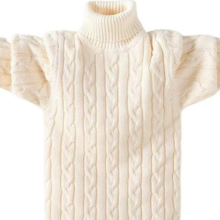Bērnu adīts džemperis, biezs, dubulta apkakle, no poliestera šķiedras, garas piedurknes, vecuma grupai 3-8 gadi