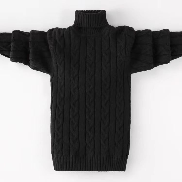 Bērnu adīts džemperis, biezs, dubulta apkakle, no poliestera šķiedras, garas piedurknes, vecuma grupai 3-8 gadi