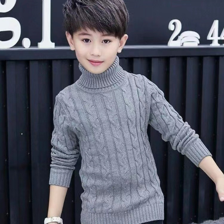 Bērnu adīts džemperis, biezs, dubulta apkakle, no poliestera šķiedras, garas piedurknes, vecuma grupai 3-8 gadi