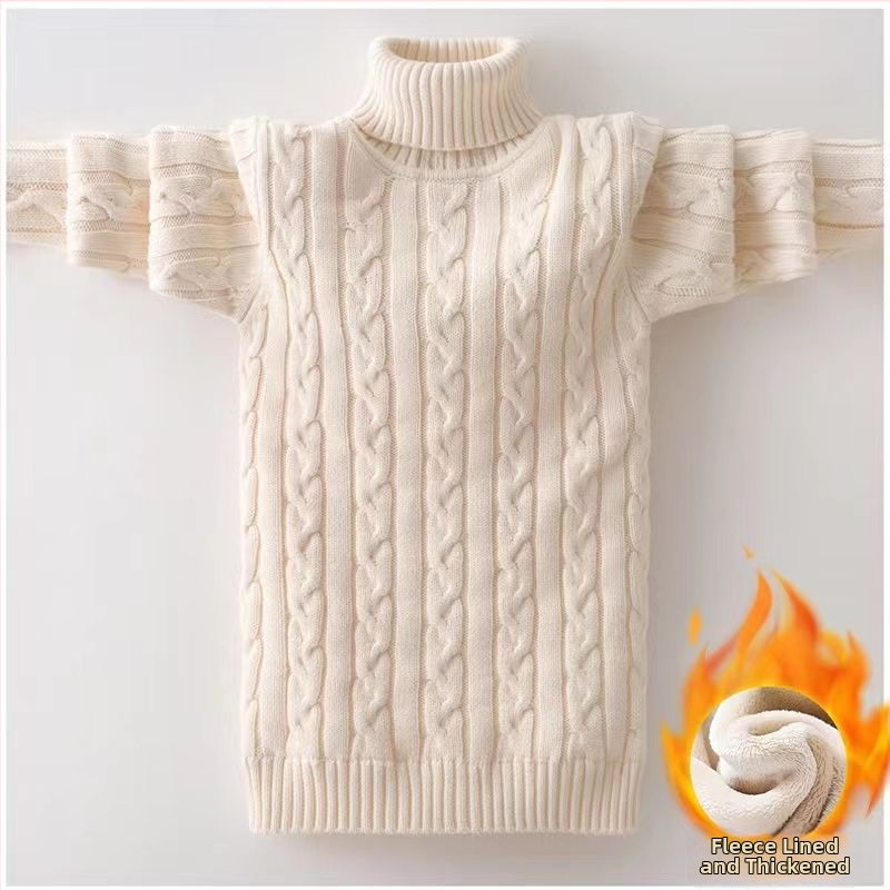 Bērnu adīts džemperis, biezs, dubulta apkakle, no poliestera šķiedras, garas piedurknes, vecuma grupai 3-8 gadi