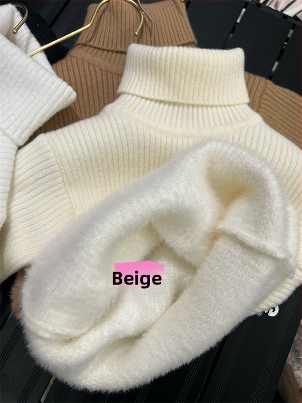 Unisex bērnu džemperis Korejas stilā ziemai, biezi adīts ar velūra oderējumu un augstu kaklu, vecuma grupa 3–8 gadi, adījuma soli 12–14 acis uz 3 cm, galvenais materiāls: norka kažokāda