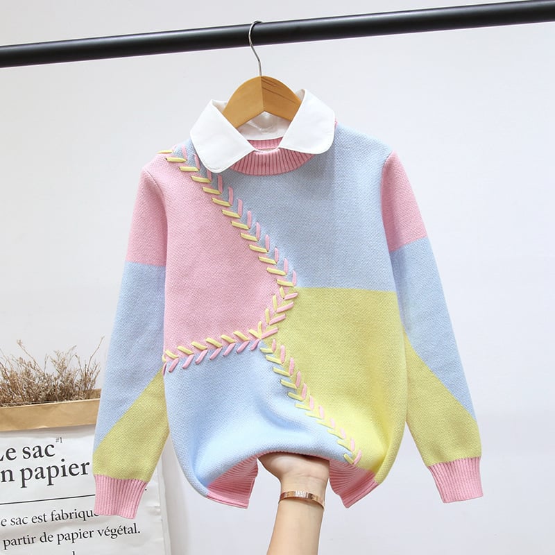 Meitenēm paredzēts džemperis ar rakstiem karu rakstu, 95% kokvilna, fleece iekšējā odere, garas piedurknes, pull-over stila, rudens-ziemas sezonai, no 8 gadiem