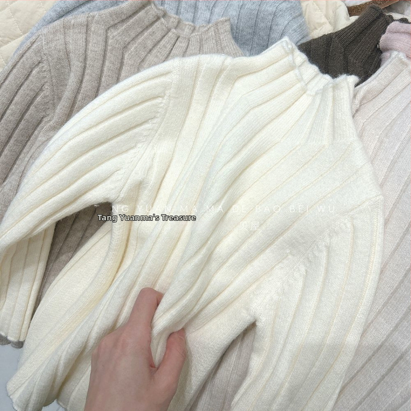 Dievčenský sveter v kórejskom štýle z bavlny, dlhý rukáv, okrúhly výstrih, pre vek 1–3 roky