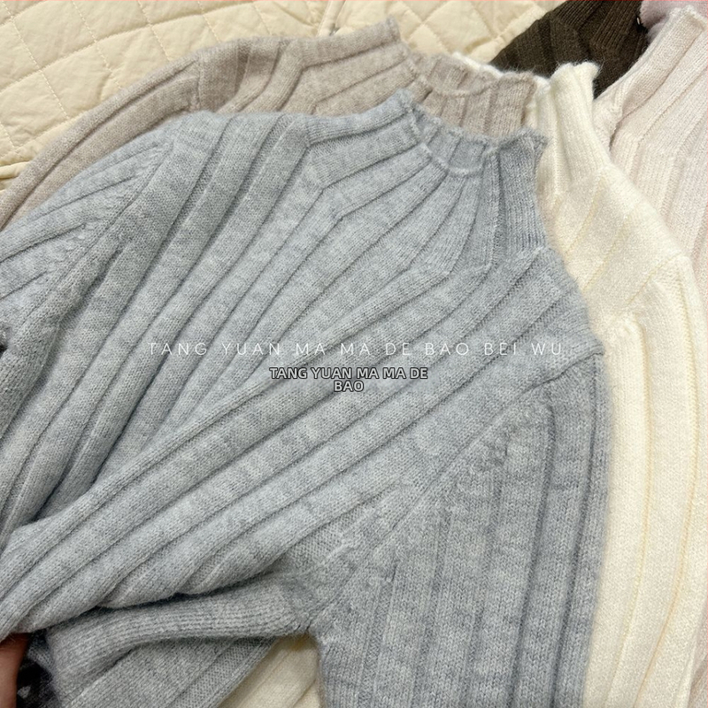 Meitenēm piemērots korejiska stila kokvilnas džemperis ar garām piedurknēm un apaļu kakla izgriezumu, vecuma grupa 1–3 gadi