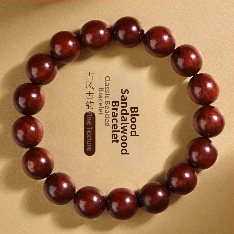 Narukvica od Blood sandalwood, prirodni stil, unisex geometrijski dizajn, ručna izrada, 26 perlica