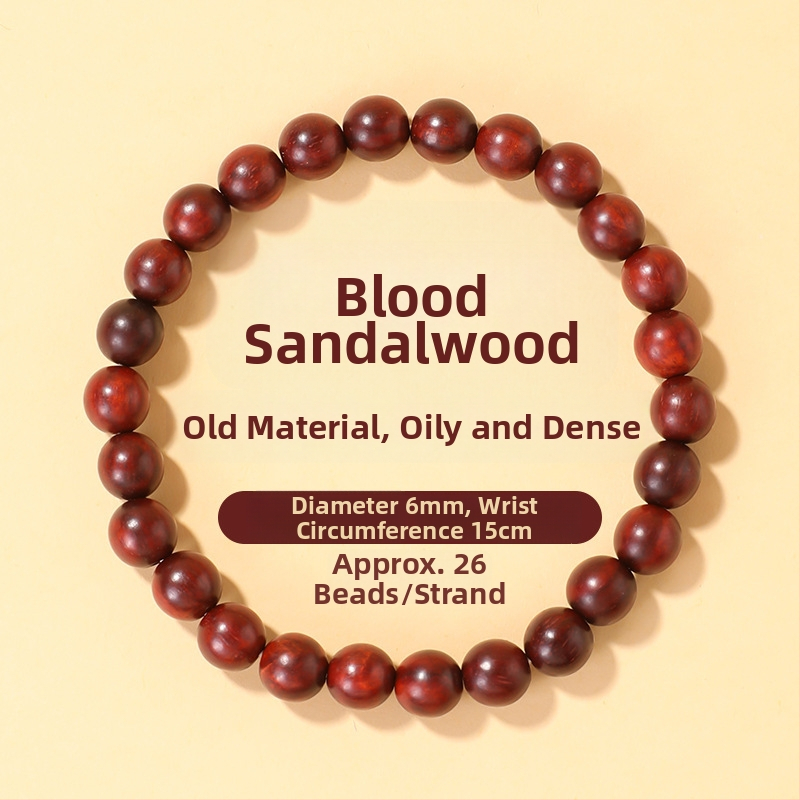 Narukvica od Blood sandalwood, prirodni stil, unisex geometrijski dizajn, ručna izrada, 26 perlica
