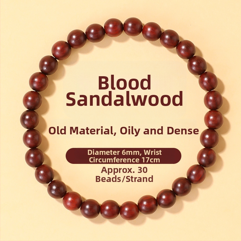 Narukvica od Blood sandalwood, prirodni stil, unisex geometrijski dizajn, ručna izrada, 26 perlica