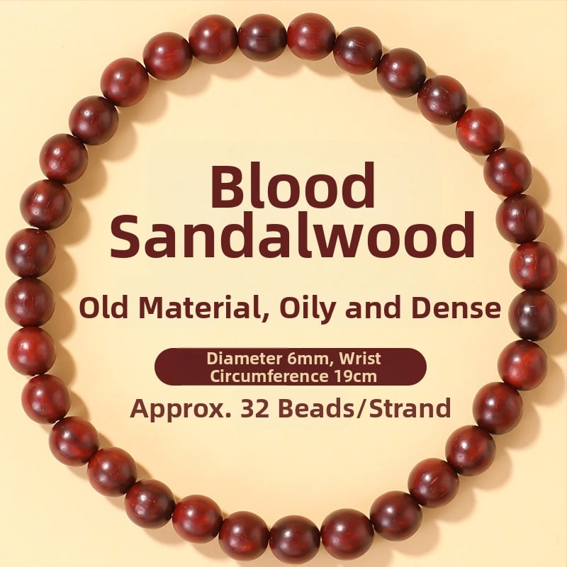 Narukvica od Blood sandalwood, prirodni stil, unisex geometrijski dizajn, ručna izrada, 26 perlica