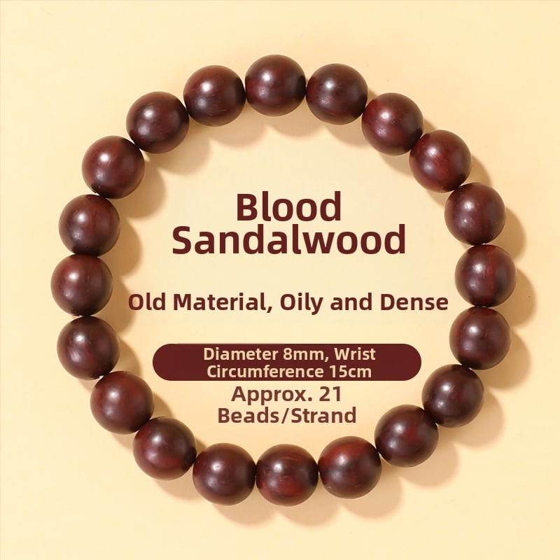 Narukvica od Blood sandalwood, prirodni stil, unisex geometrijski dizajn, ručna izrada, 26 perlica