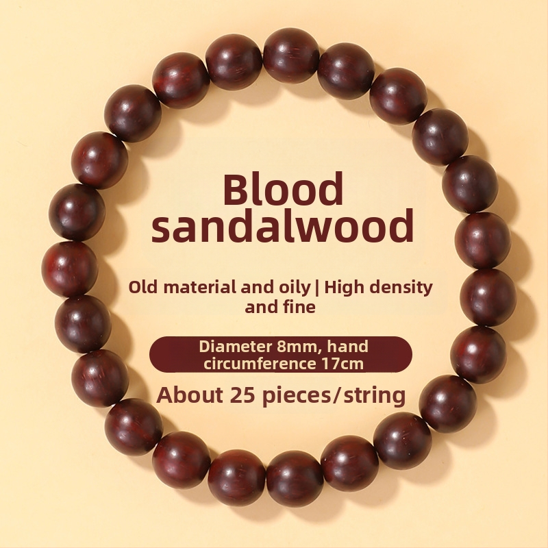 Narukvica od Blood sandalwood, prirodni stil, unisex geometrijski dizajn, ručna izrada, 26 perlica