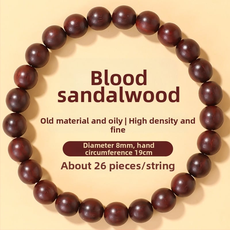Narukvica od Blood sandalwood, prirodni stil, unisex geometrijski dizajn, ručna izrada, 26 perlica