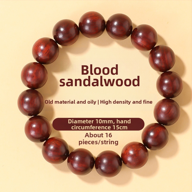 Narukvica od Blood sandalwood, prirodni stil, unisex geometrijski dizajn, ručna izrada, 26 perlica