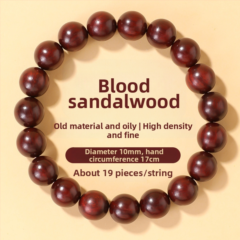 Narukvica od Blood sandalwood, prirodni stil, unisex geometrijski dizajn, ručna izrada, 26 perlica