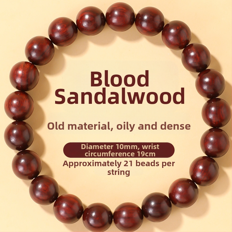 Narukvica od Blood sandalwood, prirodni stil, unisex geometrijski dizajn, ručna izrada, 26 perlica